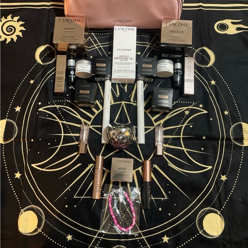 Lancôme Skincare and Makeup Collection with Pink Bag